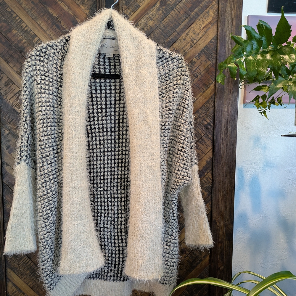 Elegant Black and Cream Women's Cardigan